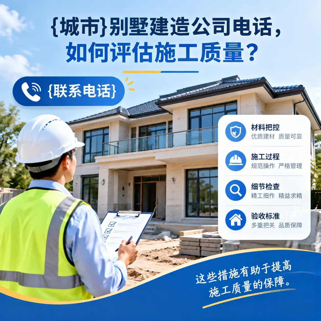 红花岗别墅建造公司电话,如何评估施工质量?