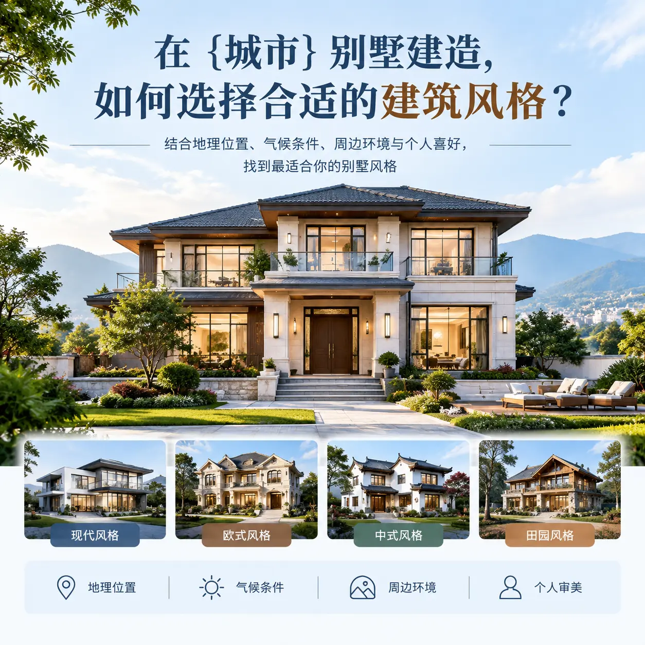 在 红花岗 别墅建造,如何选择合适的建筑风格?